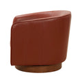 Fauteuil pivotant en cuir pleine fleur avec base en bois brun chaud