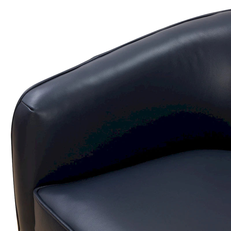 Fauteuil pivotant en cuir pleine fleur avec base en bois brun chaud