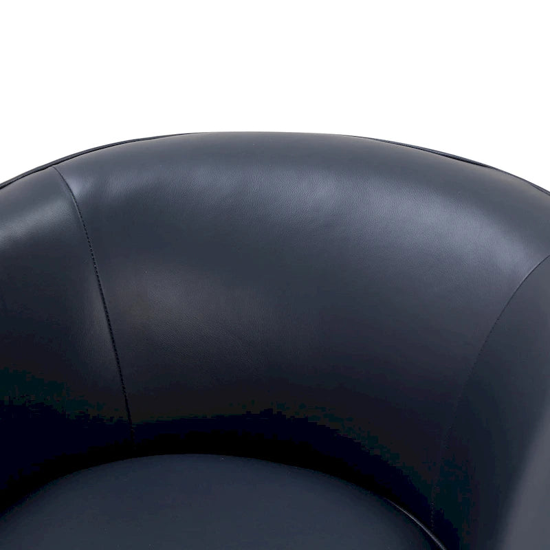 Fauteuil pivotant en cuir pleine fleur avec base en bois brun chaud