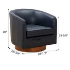 Fauteuil pivotant en cuir pleine fleur avec base en bois brun chaud