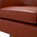 Fauteuil pivotant en cuir pleine fleur avec base en bois brun chaud
