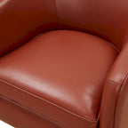 Fauteuil pivotant en cuir pleine fleur avec base en bois brun chaud