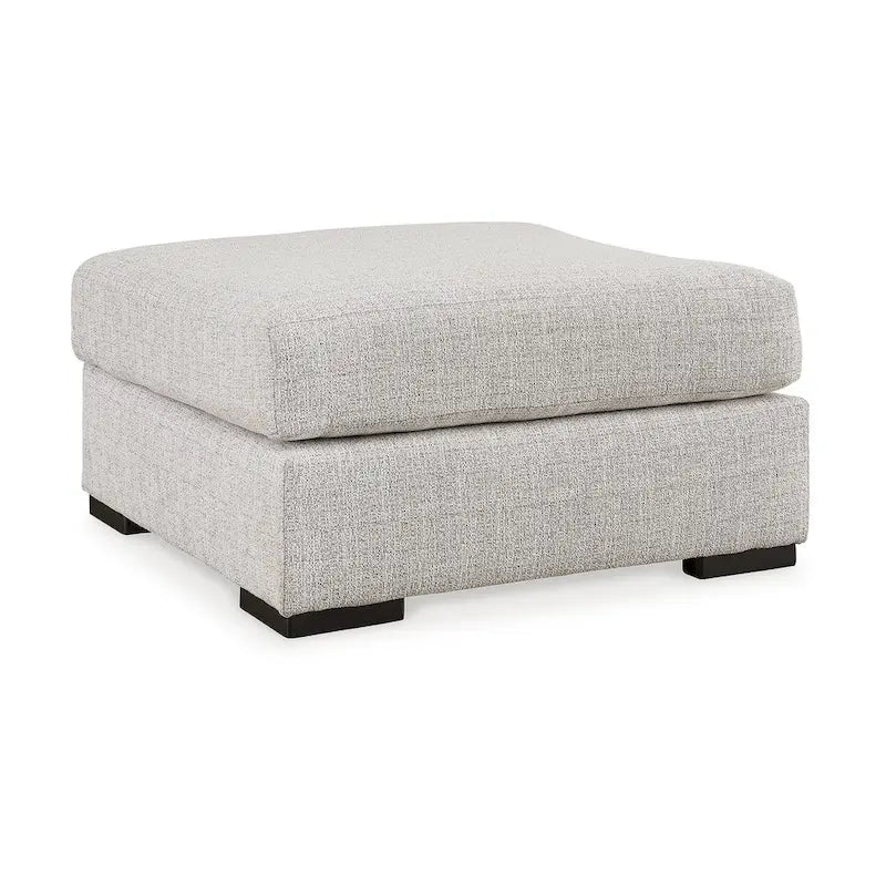Ottoman carré d'appoint gris surdimensionné avec revêtement en polyester antitaches
