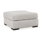 Ottoman carré d'appoint gris surdimensionné avec revêtement en polyester antitaches