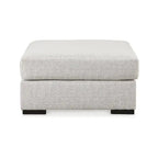 Ottoman carré d'appoint gris surdimensionné avec revêtement en polyester antitaches