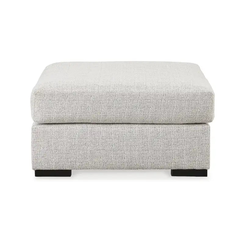 Ottoman carré d'appoint gris surdimensionné avec revêtement en polyester antitaches