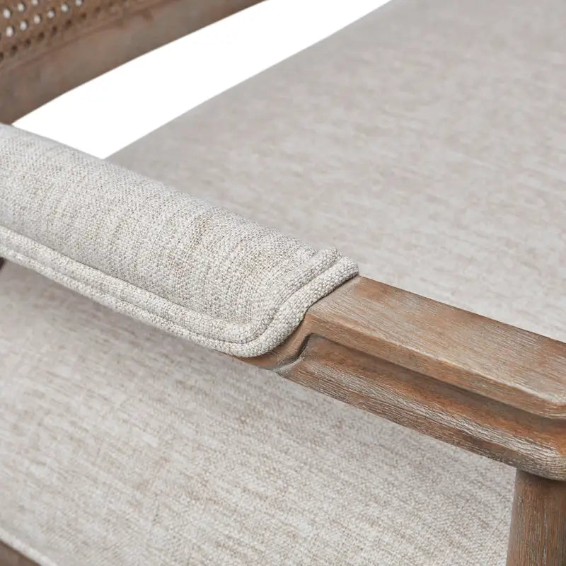 Causeuse en rotin et bois naturel recyclé beige avec dossier rembourré