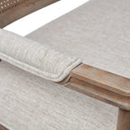 Causeuse en rotin et bois naturel recyclé beige avec dossier rembourré