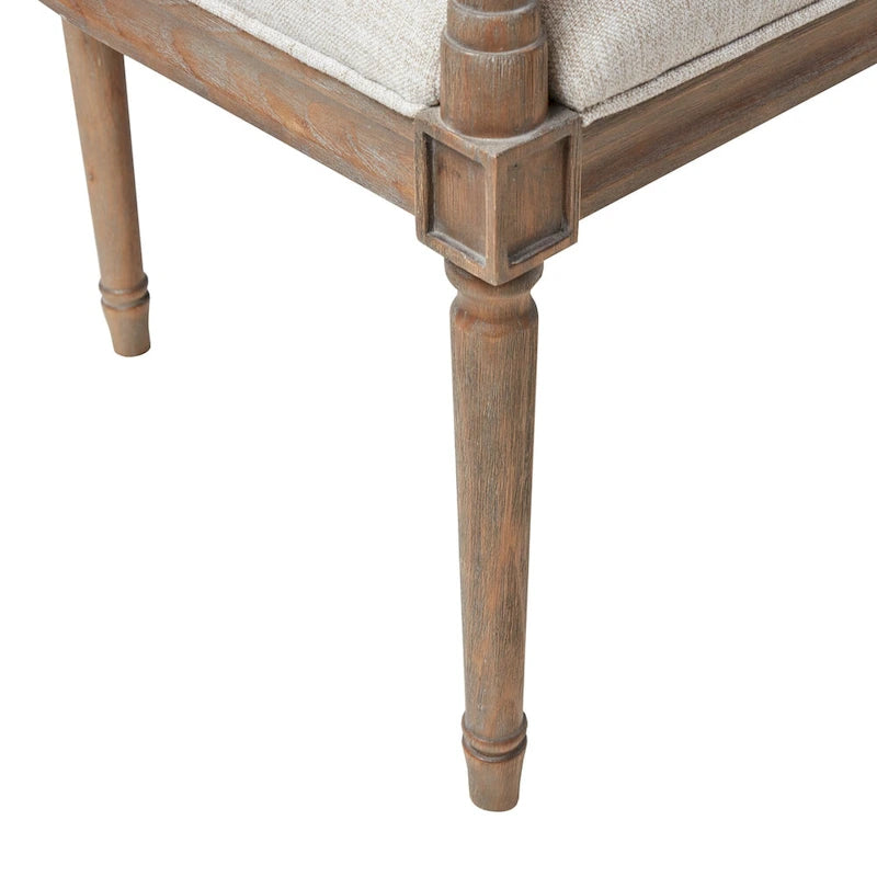 Causeuse en rotin et bois naturel recyclé beige avec dossier rembourré