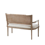 Causeuse en rotin et bois naturel recyclé beige avec dossier rembourré