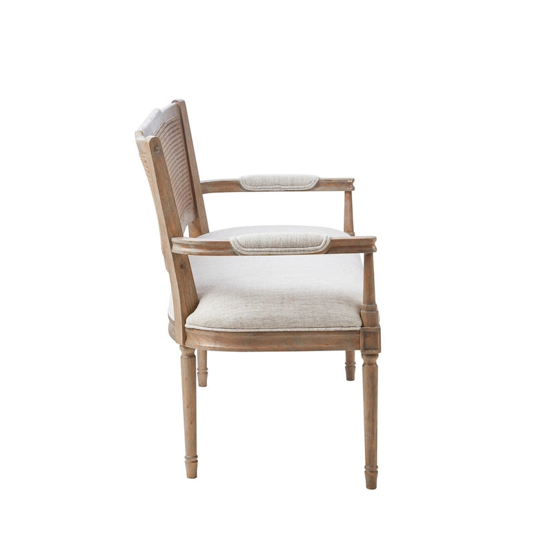 Causeuse en rotin et bois naturel recyclé beige avec dossier rembourré