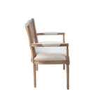 Causeuse en rotin et bois naturel recyclé beige avec dossier rembourré