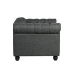 Fauteuil d'appoint Chesterfield capitonné avec garniture cloutée beige gris
