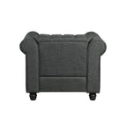 Fauteuil d'appoint Chesterfield capitonné avec garniture cloutée beige gris