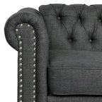 Fauteuil d'appoint Chesterfield capitonné avec garniture cloutée beige gris