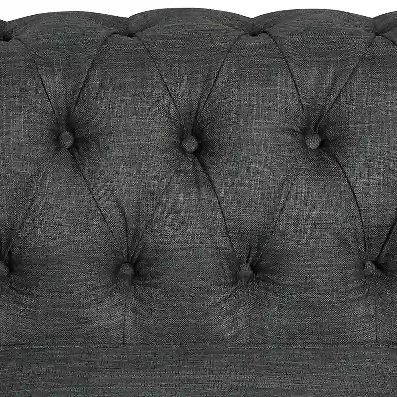 Fauteuil d'appoint Chesterfield capitonné avec garniture cloutée beige gris