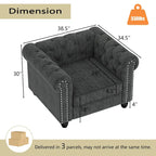 Fauteuil d'appoint Chesterfield capitonné avec garniture cloutée beige gris