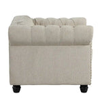 Fauteuil d'appoint Chesterfield capitonné avec garniture cloutée beige gris