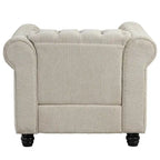 Fauteuil d'appoint Chesterfield capitonné avec garniture cloutée beige gris
