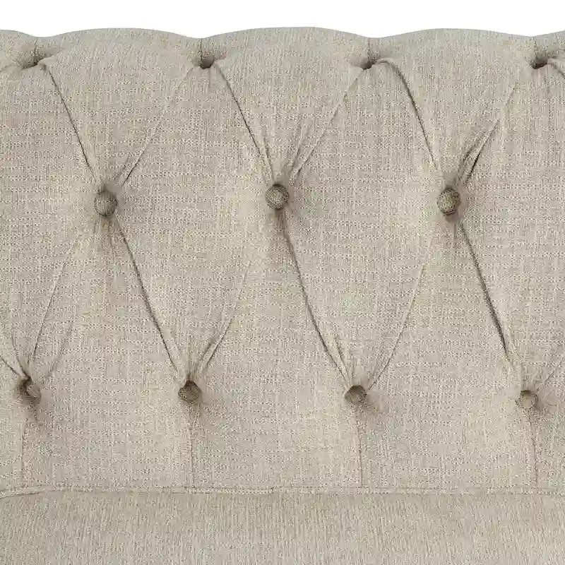 Fauteuil d'appoint Chesterfield capitonné avec garniture cloutée beige gris
