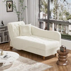 Chaise longue capitonnée en velours avec rangement et accoudoir réglable