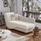 Chaise longue capitonnée en velours avec rangement et accoudoir réglable