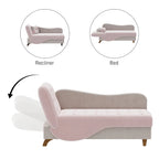Chaise longue capitonnée en velours avec rangement et accoudoir réglable
