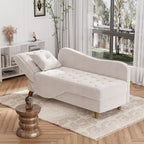 Chaise longue capitonnée en velours avec rangement et accoudoir réglable
