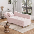 Chaise longue capitonnée en velours avec rangement et accoudoir réglable