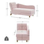 Chaise longue capitonnée en velours avec rangement et accoudoir réglable