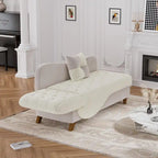 Chaise longue capitonnée en velours avec rangement et accoudoir réglable