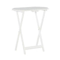Table de service pliante blanche brillante avec plateau à bords fraisés