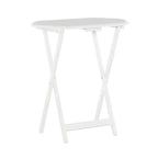 Table de service pliante blanche brillante avec plateau à bords fraisés