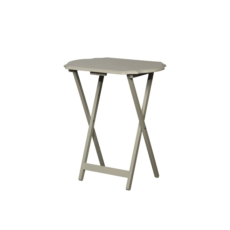 Table de service pliante blanche brillante avec plateau à bords fraisés