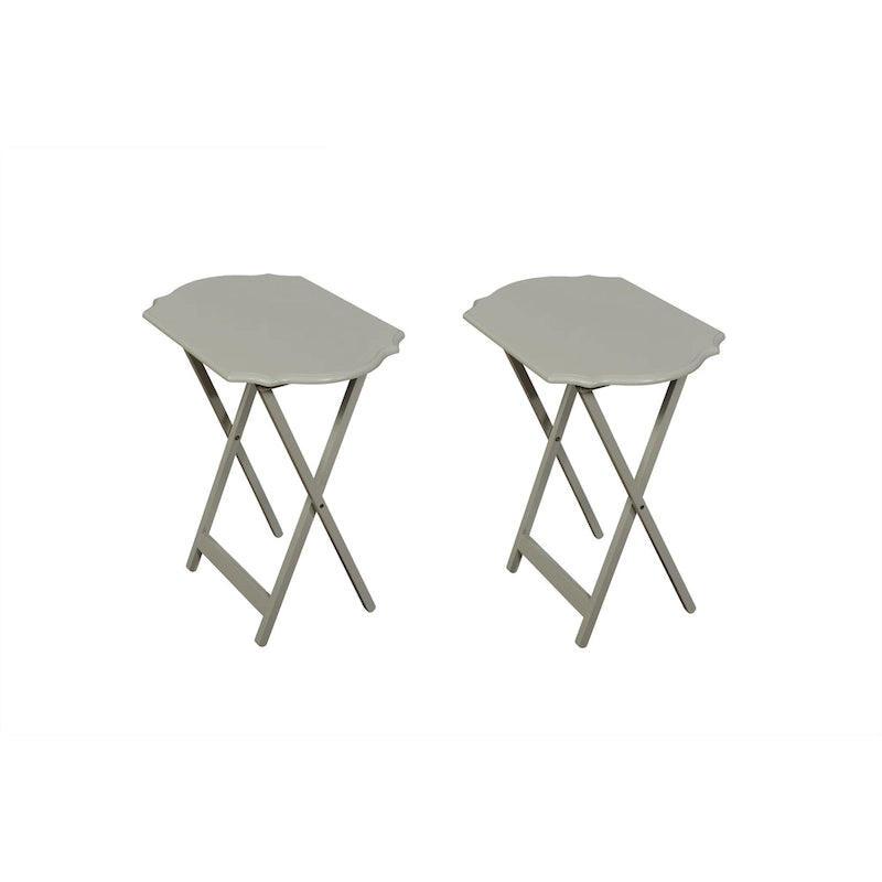 Table de service pliante blanche brillante avec plateau à bords fraisés