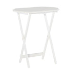 Table de service pliante blanche brillante avec plateau à bords fraisés