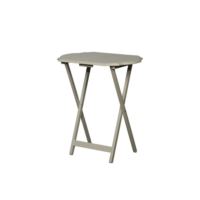 Table de service pliante blanche brillante avec plateau à bords fraisés