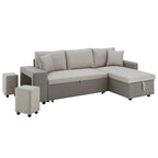 Canapé d'angle convertible bicolore avec coffre de rangement et lit gigogne