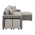 Canapé d'angle convertible bicolore avec coffre de rangement et lit gigogne