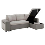 Canapé d'angle convertible bicolore avec coffre de rangement et lit gigogne