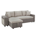 Canapé d'angle convertible bicolore avec coffre de rangement et lit gigogne