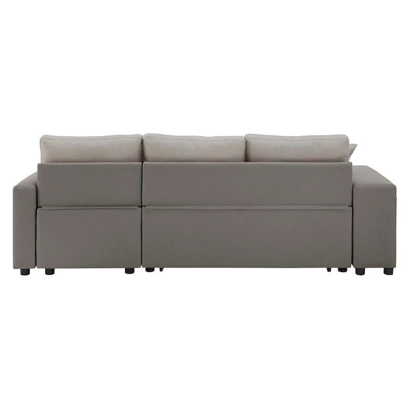 Canapé d'angle convertible bicolore avec coffre de rangement et lit gigogne