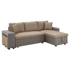 Canapé d'angle convertible bicolore avec coffre de rangement et lit gigogne