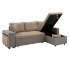 Canapé d'angle convertible bicolore avec coffre de rangement et lit gigogne