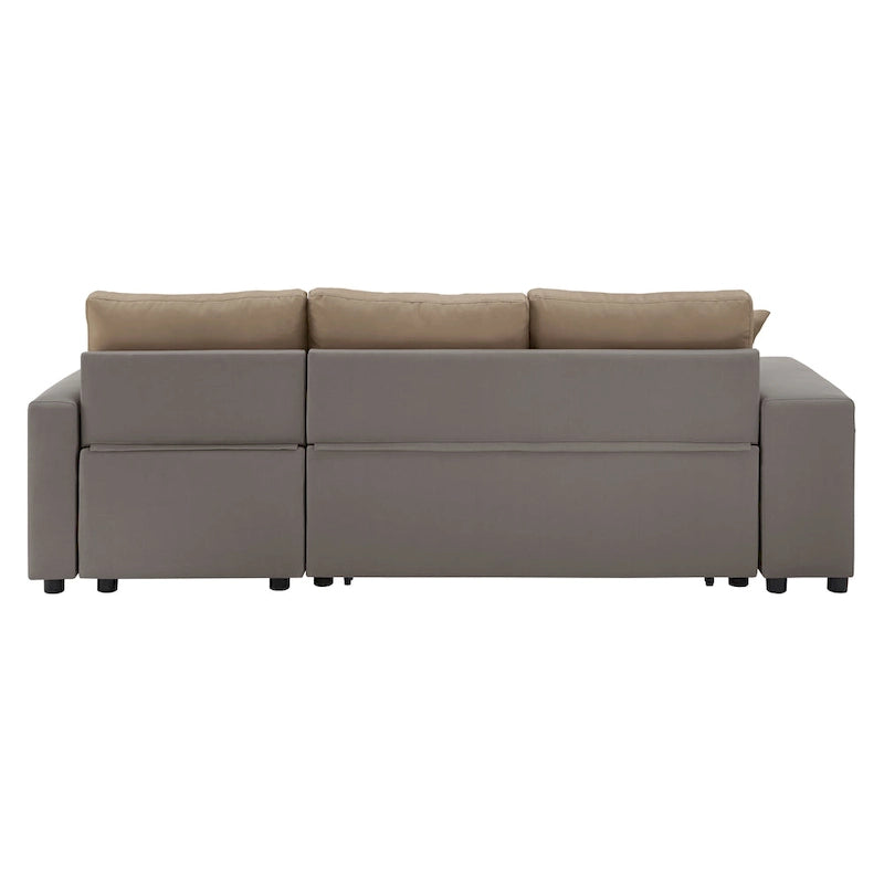 Canapé d'angle convertible bicolore avec coffre de rangement et lit gigogne