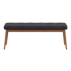 Banc de salle à manger tapissé en chêne, pieds inclinés, assise capitonnée en lin gris anthracite, bleu, rouge