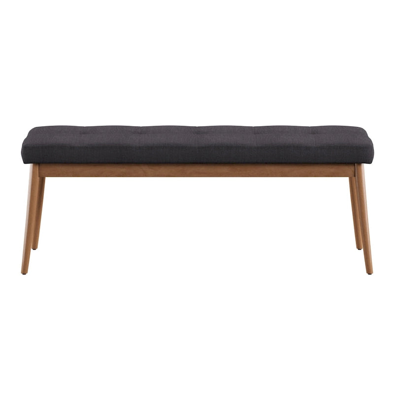 Banc de salle à manger tapissé en chêne, pieds inclinés, assise capitonnée en lin gris anthracite, bleu, rouge