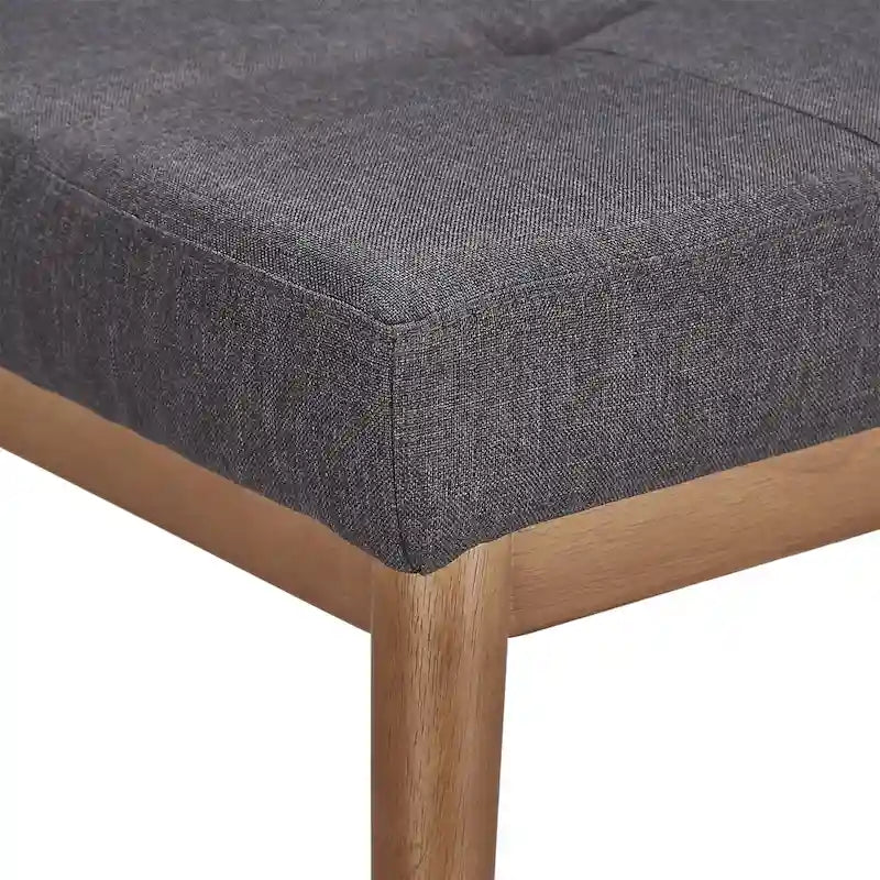 Banc de salle à manger tapissé en chêne, pieds inclinés, assise capitonnée en lin gris anthracite, bleu, rouge