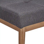 Banc de salle à manger tapissé en chêne, pieds inclinés, assise capitonnée en lin gris anthracite, bleu, rouge