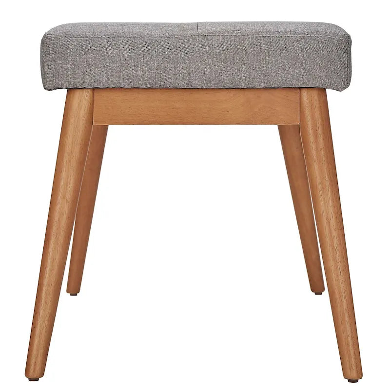Banc de salle à manger tapissé en chêne, pieds inclinés, assise capitonnée en lin gris anthracite, bleu, rouge